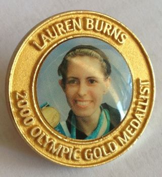 Lauren Burns 2000 Sydney Olympic Gold Medallist Pin Badge Rare Vintage (f3)