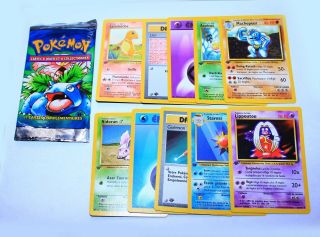 Opened Pokemon 1st Edition Base Set Booster Pack French,  Rare 1999 Psa Worthy