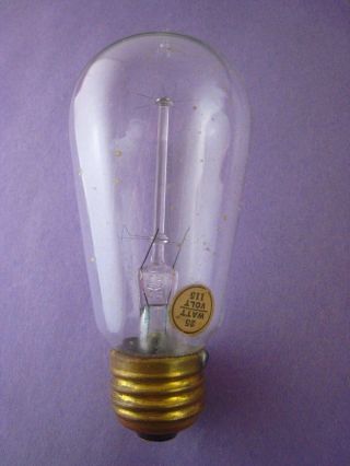 Vintage Antique Light Bulb.  5 " L.  Squirrel Cage.  Tipped.  Nat.  /mazda
