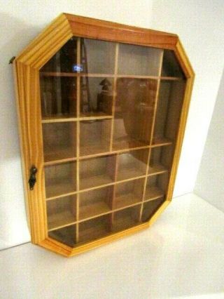 Wooden Glass Door Wall Hanging Curio Cabinet With 22 Cubicles 3