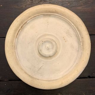 Vintage White Unglazed Stoneware Ceramic Crock Lid Only Antique Pottery Top