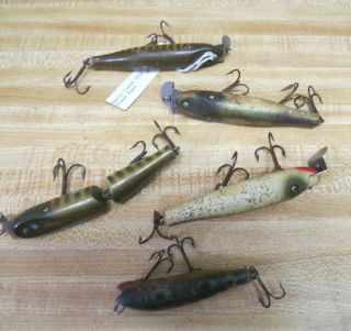 VINTAGE WOODEN LURES WITH GLASS EYES 2