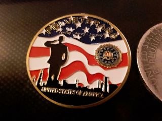 Rare Federal Bureau Of Investigation Fbi Salute The Troopes Challenge Coin