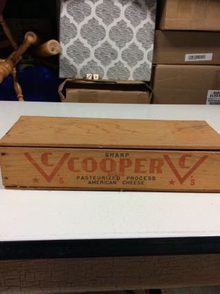 Wood Cooper Sharp Cheese Box Crate Vintage Old Pope & Sons Philadelphia Pa
