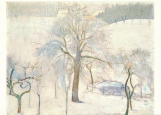 Art Postcard Artists Signed Paint Amiet 1900 Winter Landscape With Fishpond Rare