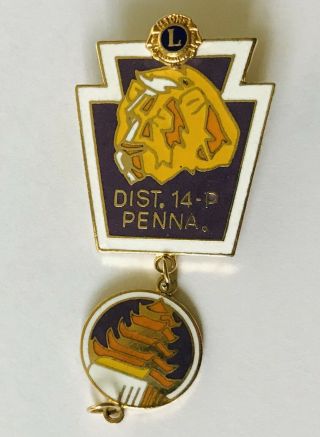 District 14 P Penna Japanese Building Lions Club Pin Badge Rare Vintage (n17)