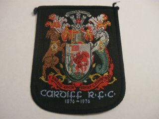 Rare Old 1976 Cardiff Rugby Union Football Club Woven Blazer Badge Patch