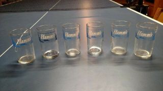 Set 6 Vintage Hamm’s Beer Tasting Sampler Blue 4 " Mini Beer Glasses Hamms Rare