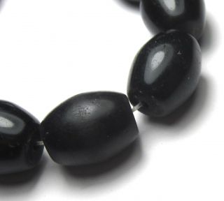 10 Rare Old Black Bohemian Oval Antique Beads African Trade