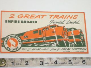 Rare Vintage Great Northern Railway.  2 Great Trains Paper Ink Blotter