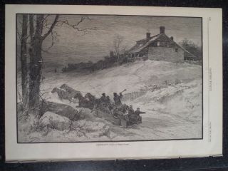 Christmas Eve In The Country Sleighing Snow Harper’s Weekly Print 1882