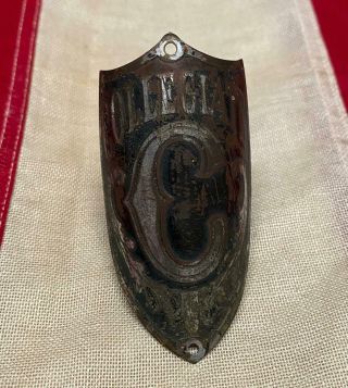 Vintage 1930s Collegiate Bicycle Head Badge Shield Plate Elgin Sears Antique