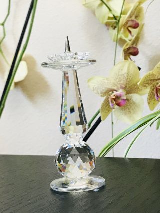 Vintage Swarovski Crystal Candle Holder European Pin Style Retired 7600 Nr 119