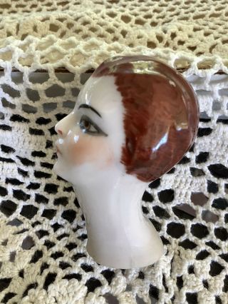 Porcelain Pincushion Half doll Head Unique & RARE Germany 2