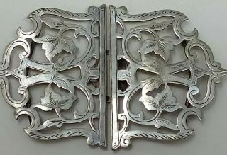 Ornate Antique Victorian Silver Plated Nurses Belt Buckle