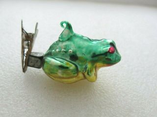 Frog Vintage Rare Christmas Ornament Russian Soviet Old Glass Silver Clamp