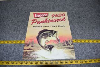 Limited Edition Heddon Punkinseed Fishing Lure Cardboard Counter Sign,