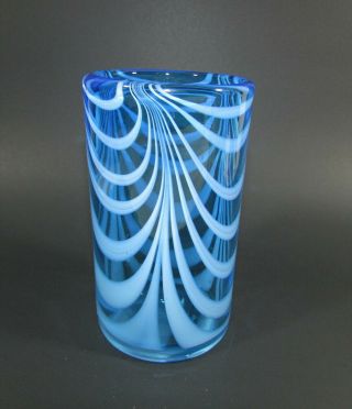 Antique Blue Opalescent Swirl Opalscent Glass Pickle Castor Tumbler Pickle Jar