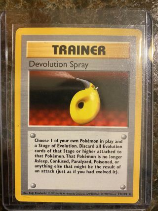 Pokemon Trainer Devolution Spray 72/102 Shadowless Base Set Rare Pokemon Card Tc