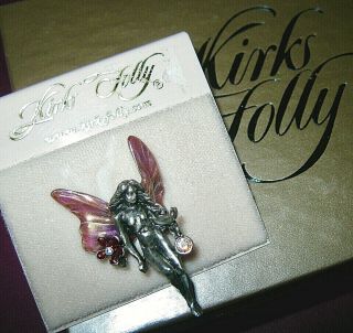 Kirks Folly Rare/signed " Little Fairy Lapel Pin W/antq Silver Finish "