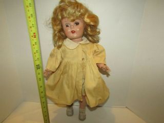 Vintage 19 Inch Hard Plastic Doll Sleep Eyes Open Mouth Red Lips