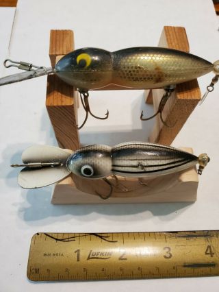 Vintage Fishing Lures Old Plastic Hellbenders Gold & Black.  White/black