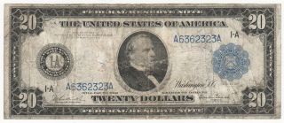 Large Size Note 1914 Federal Reserve Note Twenty Dollar $20 Grover F - 965 Rare