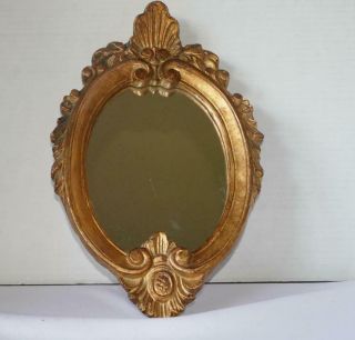 Vintage Italian Gold Leaf Florentine Carved Wood Wall Mirror Or Vanity Tray