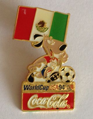 Mexico Flag Usa World Cup 1994 Cocacola Football Pin Badge Rare Soccer (e3)