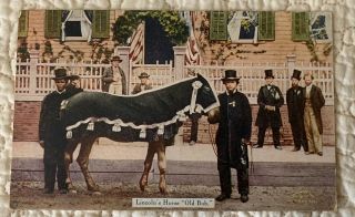 Vintage Antique Patriotic Abraham Lincoln Horse Memorial Postcard