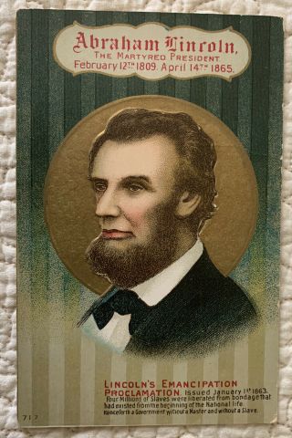 Vintage Antique Patriotic Abraham Lincoln Round Postcard