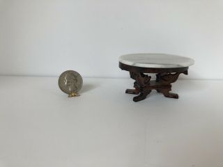 Dollhouse Miniatures Vintage Marble & Wooden Side Table Duck Carved Legs
