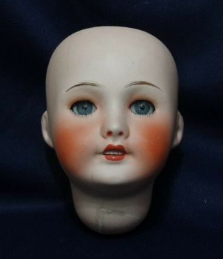 Antique French Bisque Doll Head W/ Blue Sleep Eyes