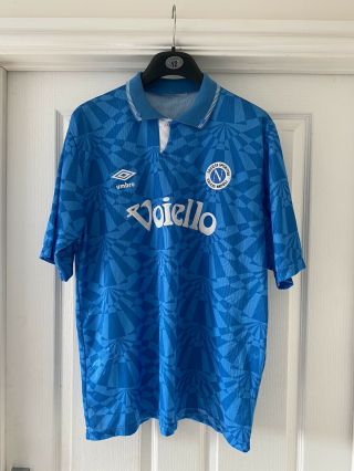 1991 - 92 Vintage Napoli (italy) Home Shirt.  Very Rare.  Size L
