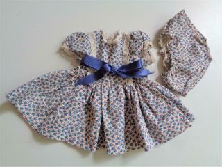 Vintage 1950s Tagged Terri Lee Doll Clothes Blue Flowered Print Dress Panties