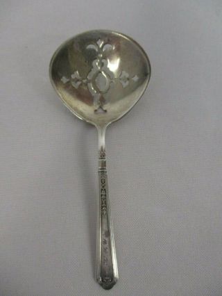Antique Sterling Silver With Hallmark 4 1/2 " Pierced Bowl Confection Spoon " Mwb "