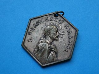 Large Antique French Priest Medal // Saint Francis Of Assisi