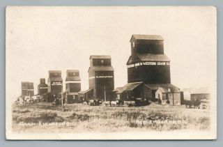Western Grain Elevators England Nd North Dakota Rppc Antique Photo 1911