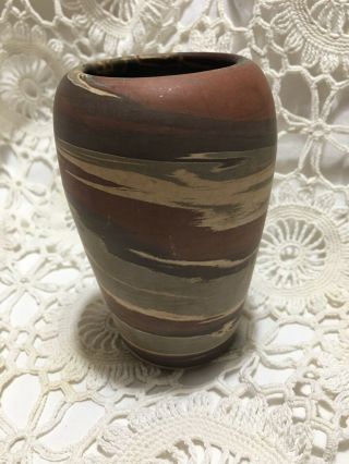 Antique Niloak Swirl Art Pottery Table Vase Mission 4 1/2”tall Vintage