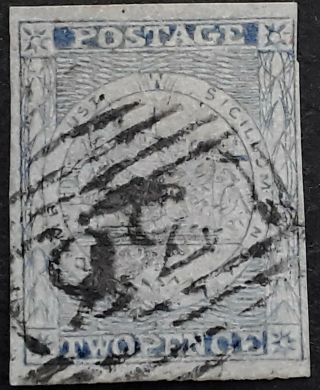 Rare 1851 Nsw Australia 2d Ultramarine Sydney Views Stamp 4 Margins Plt 4