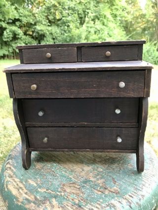 Antique Salesman Sample Bureau/chest Of Drawers With Button Knobs Miniature