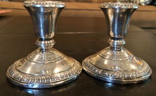 Pair Frank M Whiting Sterling Weighted & Re - Enforged Candle Holders 2200