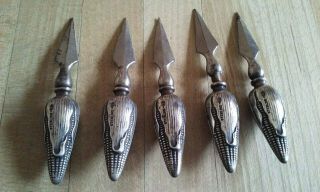 5 Sterling Silver Victorian Corn Cob Holders Antique