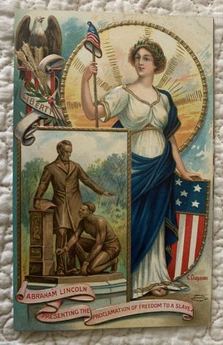 Vintage Antique Patriotic Abraham Lincoln Lady Liberty Chapman Postcard
