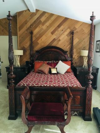 Drexel Heritage Rich Brown Queen Bed,  Two Drawers