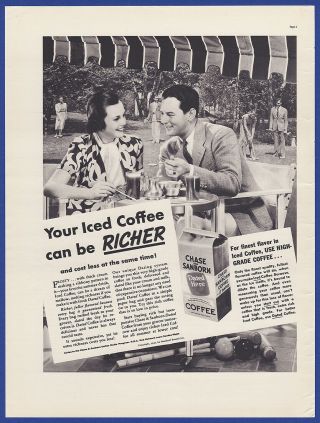 Vintage 1937 Chase And Sanborn Dated Coffee Rare Print Ad 1930 