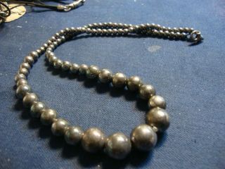 Rare Old Pawn Ball Estate 925 Sterling Silver Big Chunky Necklace