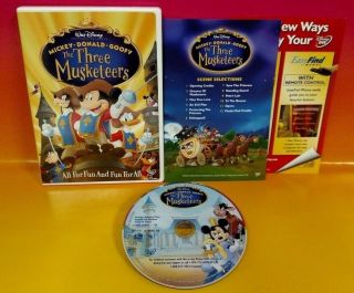 Disney The Three Musketeers Dvd Movie Complete Mickey Donald Goofy Rare