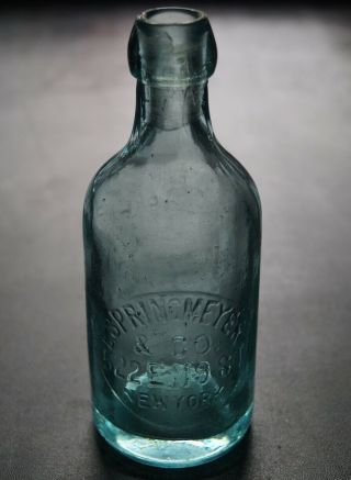Antique Squat Blob Top Springmeyer & Co.  522 E.  119th St Ny Soda Water Bottle