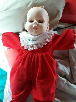 Collectible Vintage 1990 Gerber Products Co 22” Baby Doll Sleepy Eyes Labled Bib